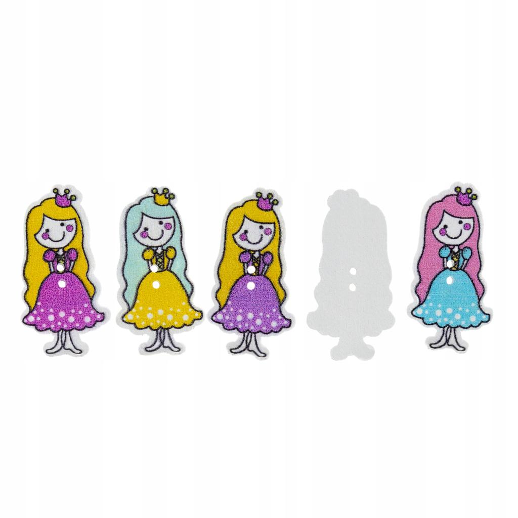 Wooden Buttons Princess Girls Colorful Diy Decorations