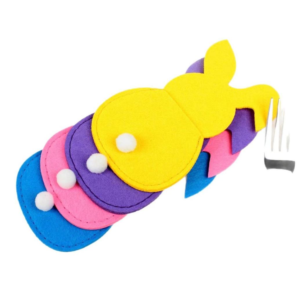Easter Bunny Felt Cutlery Holder - Fork and Spoon Bag Table Decoration