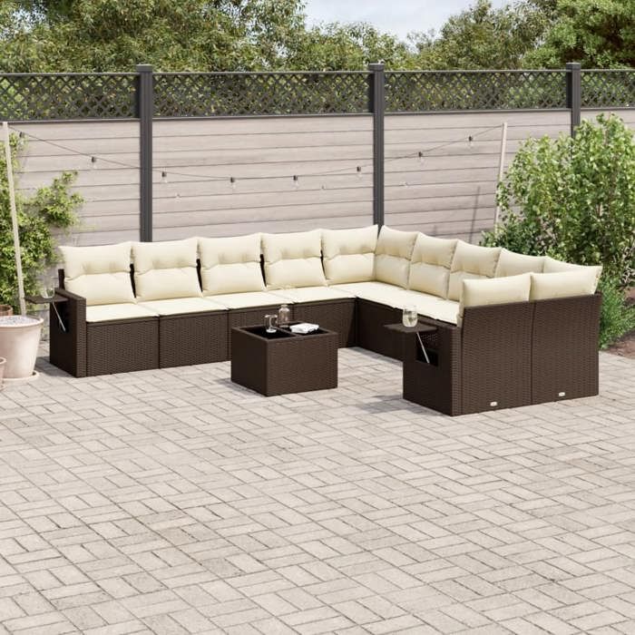 VidaXL Garden Lounge Set with Cushions 11 Pcs, Patio Sofas, Patio Furniture Set, Outdoor Furniture, Brown 3253060