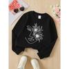 European Sizes Kids' Crewneck Sweatshirt Floral Face Outline Art Design Print , Sportswear And Casual Wear, Soft And Comfortable, Children's Clothing
