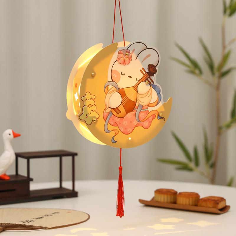 Children's DIY Luminous Rabbit & Flower Lantern Kit for Mid-Autumn Festival
