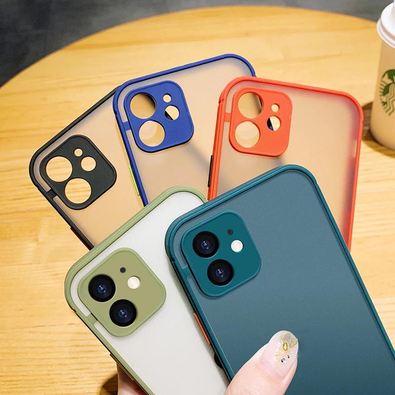 Shockproof Armor Matte Transparent Phone Case For iPhone 14 13 12 11 Pro Max X XR XS Max 6 6S 7 8 Plus Luxury Silicone Bumper Clear Hard Cover