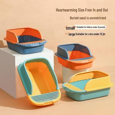 Extra Large Semi-Enclosed Anti-Splash Cat Litter Box with High Walls and Anti-Sand Leakage Pedal