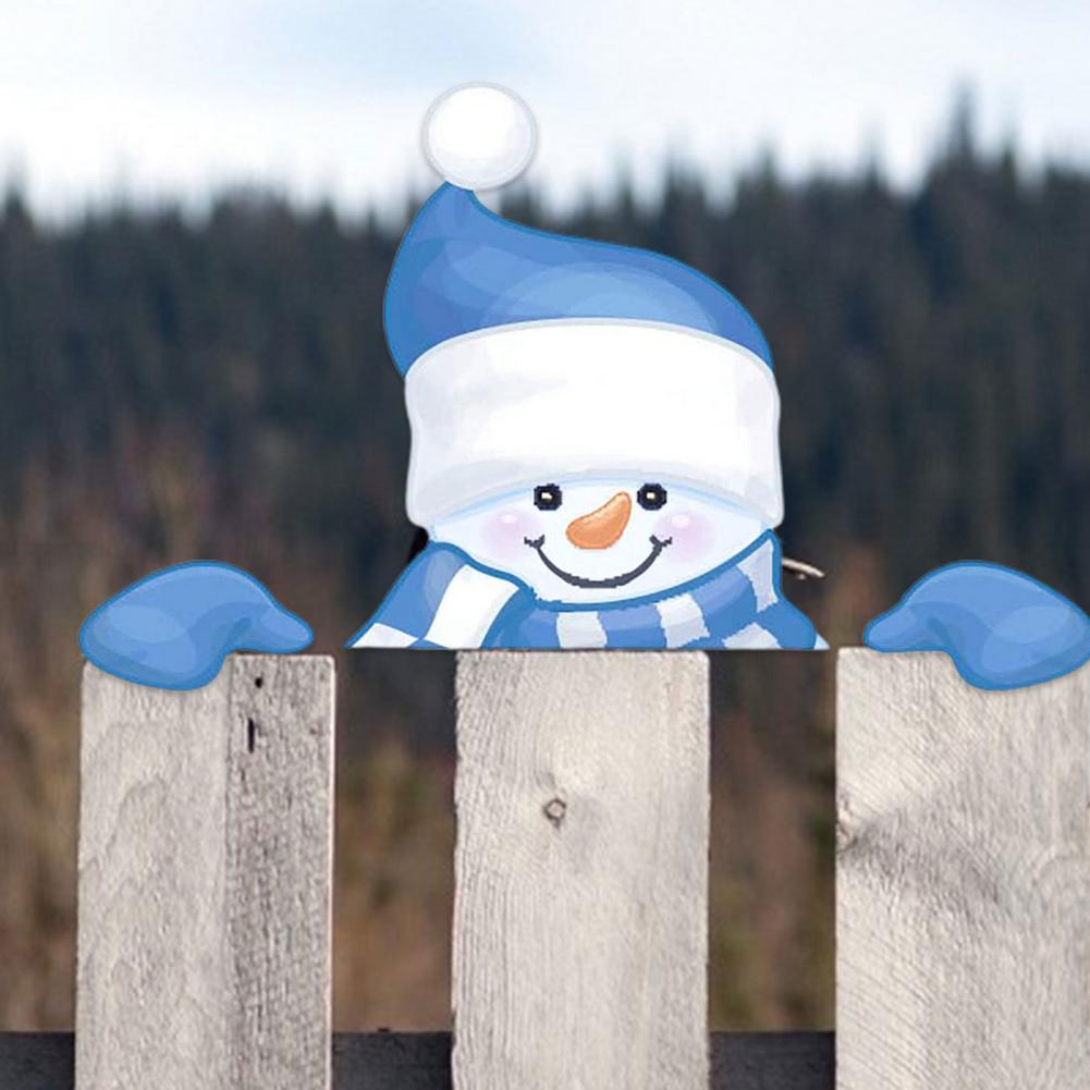 Christmas Fence Peeker Christmas Santa Snowman Fence Peeker Decoration Cute Fence Sign Ornaments For Yard Art Garden Christmas