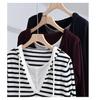 Korean Wool-Blended Color-Block Hooded Sweater - Women's Long-Sleeve Two-Piece Knit for Autumn and Winter