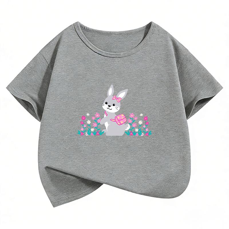 2026 Kawaii Rabbit Design T Shirts Animal Kids Childrens Tshirt Boys Girls Summer Spring Casual Top Tee