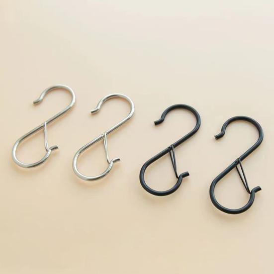 12 Pcs Bathroom Hooks Lock Clip Windproof Anti-slip Hanging Safety Buckle Heavy Duty S Hooks Hanging Plants Closet Hooks Clothes Kitchen Utensil Pots