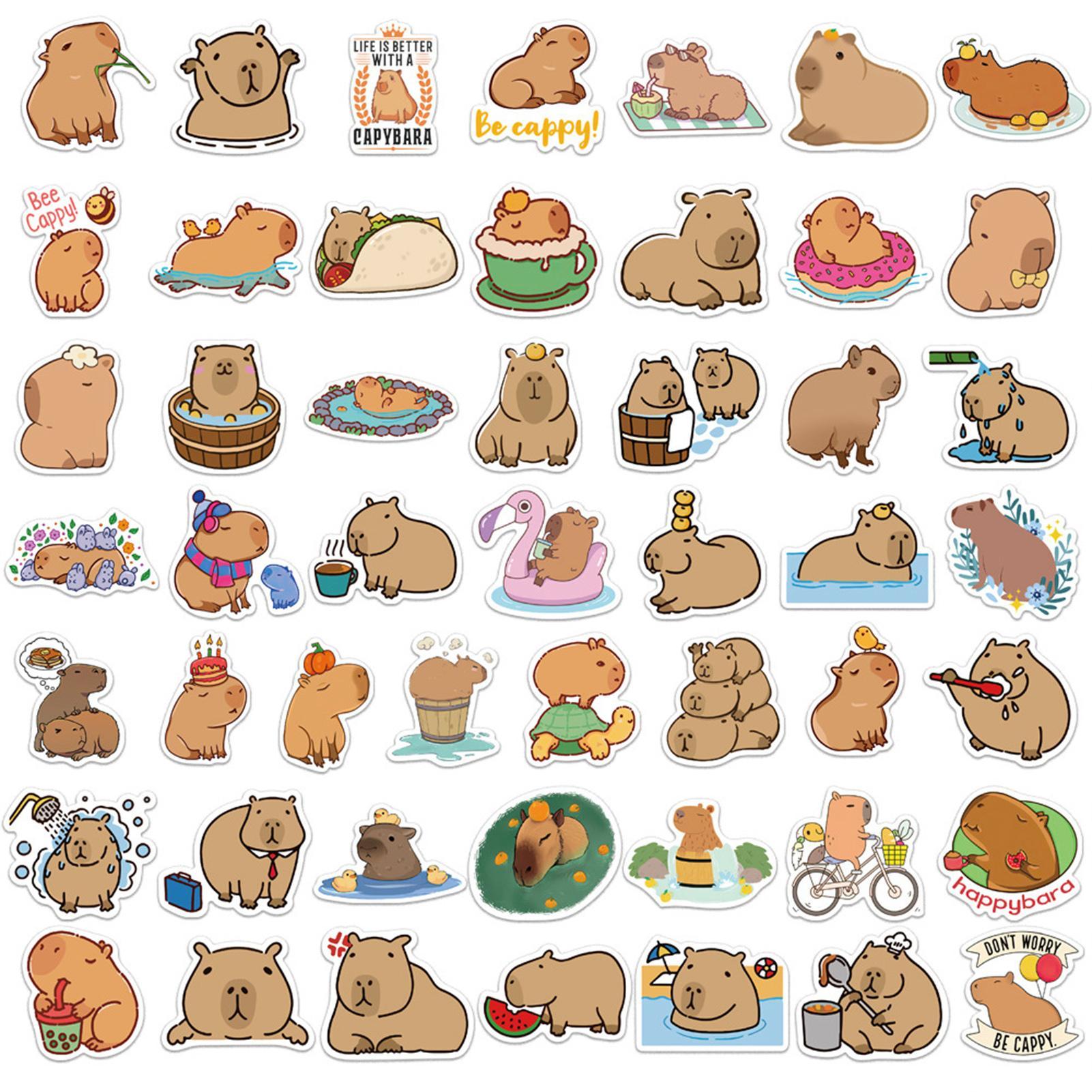 

Capybara Наклейка | 50PCS Водонепроницаемый мультяшный набор наклеек для животных | Наклейки Capybara для кружек ноутбука