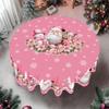 Pink Christmas Tablecloth Vintage Santa Claus Snowman Table Cover Christmas Decorations for Home 2026 Gifts Navidad New Year