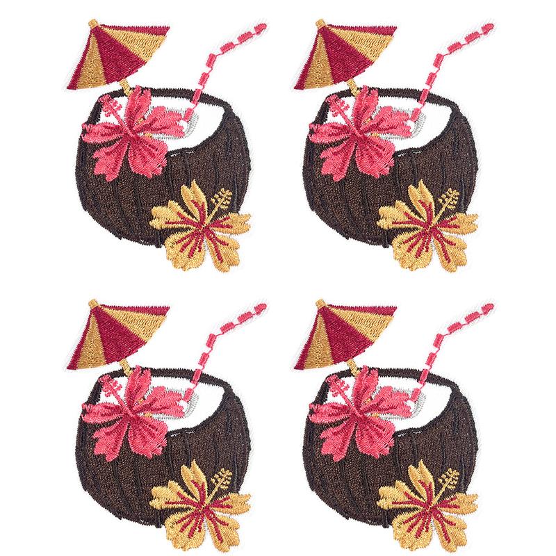 10pcs /Lots Cartoon Summer Surf Style Embroidered Fruit Drinks Patch Iron On Patches For Clothing Lobster Turtle Starfish Sew Diy