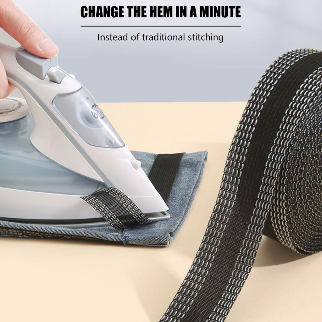 1Inch x 5.5 Yard Pants Edge Shorten Self-Adhesive Hemming Tape Iron-on Hem Clothing Tape Fabric Fusing Hemming Tape for Clothes