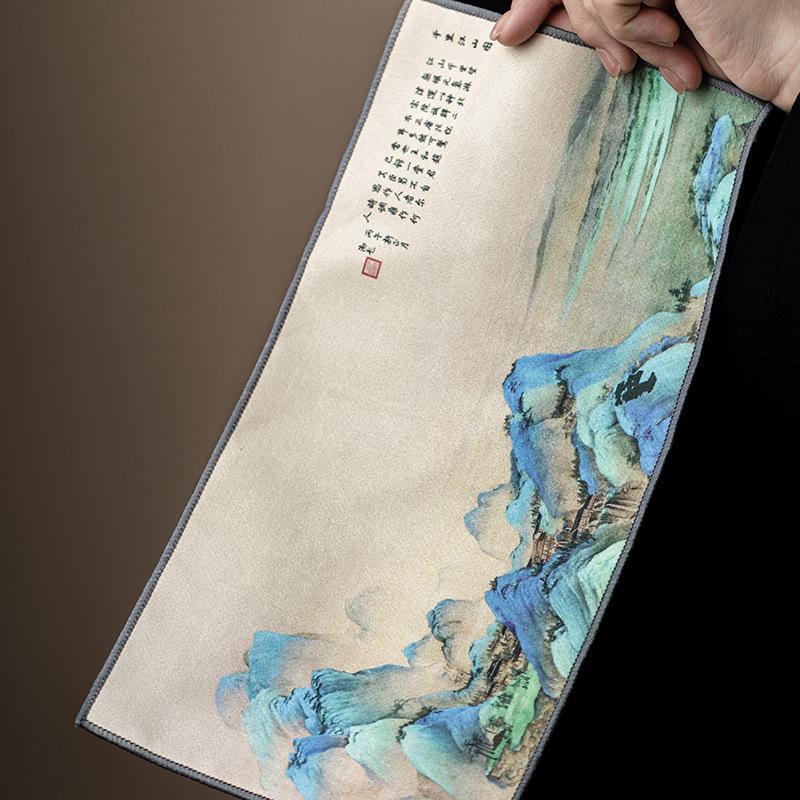 Chinese Style Guochao Creative Rectangular Tea Banquet Thickened Absorbent Tea Towel Kung Fu Tea Ceremony Accessories
