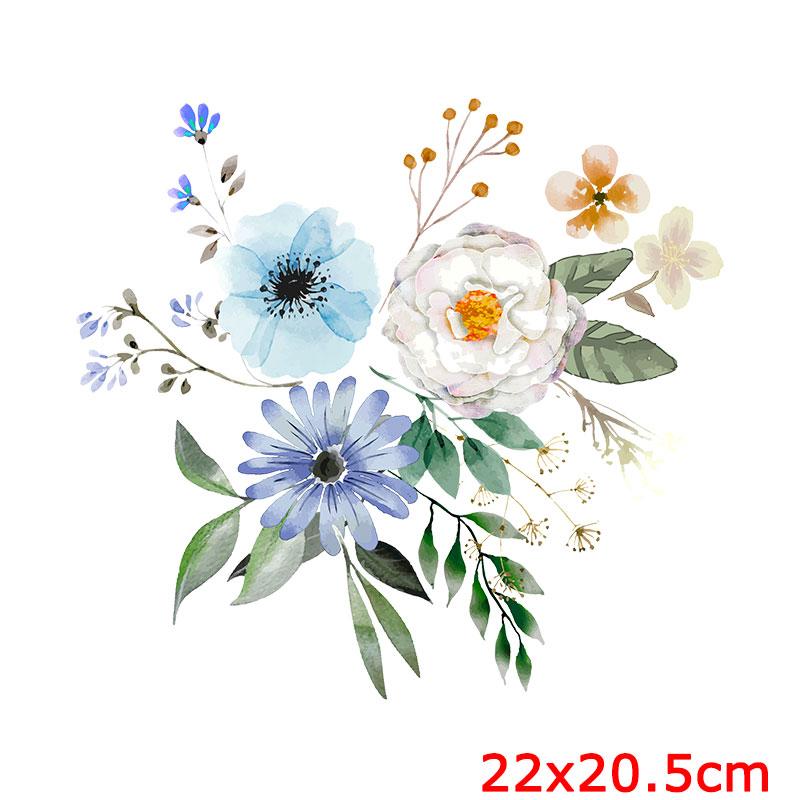 Flower Patch Thermo Sticker On Clothes Patches For T-Shirt Iron On Transfer For Clothing Letters Stripe Applique Thermal Decor