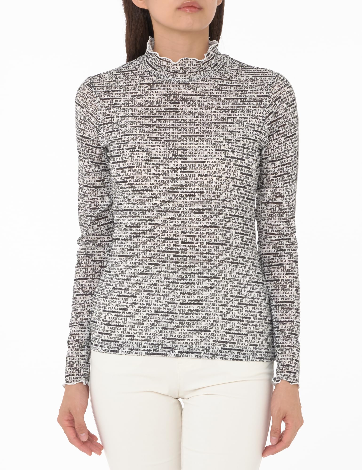 

PEARLY GATES Women s Long Sleeve High Neck Shirt (Striped Anti-Logo) / Golf Undershirt / 055-4266800 031_White Anti-Logo Pattern Size 0 [S]