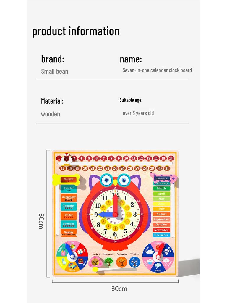 Montessori Learning Toys: Children's Calendar, Weather & Time Puzzle for Ages 3-6