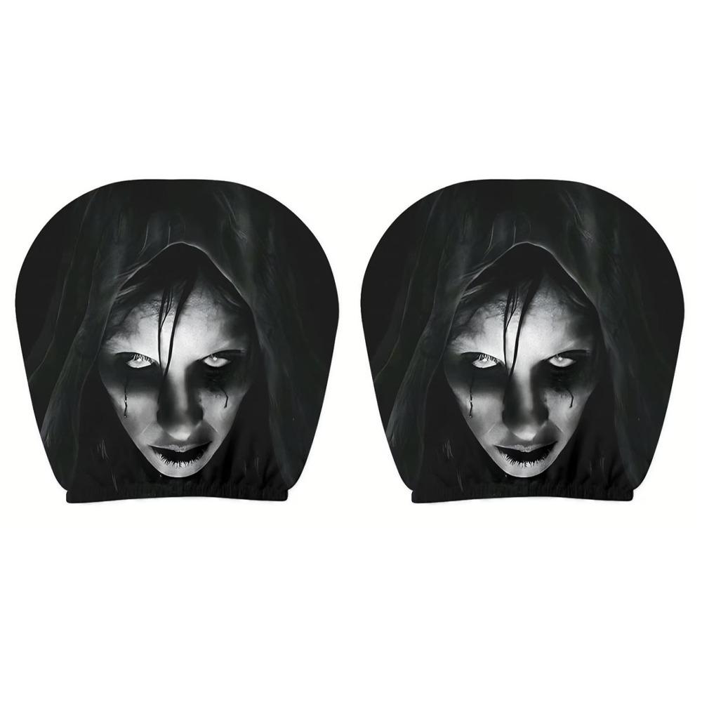 2Pcs Elastic Spooky Face Auto Headrest Sleeve Soft Comfortable Auto Headrest Wrap  Travel