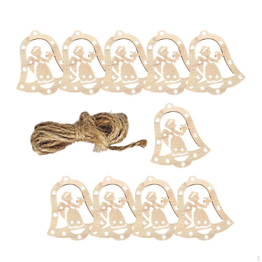 10 Pieces Unfinished Wooden Cutouts Christmas Tree Decoration Hanging Unpainted DIY