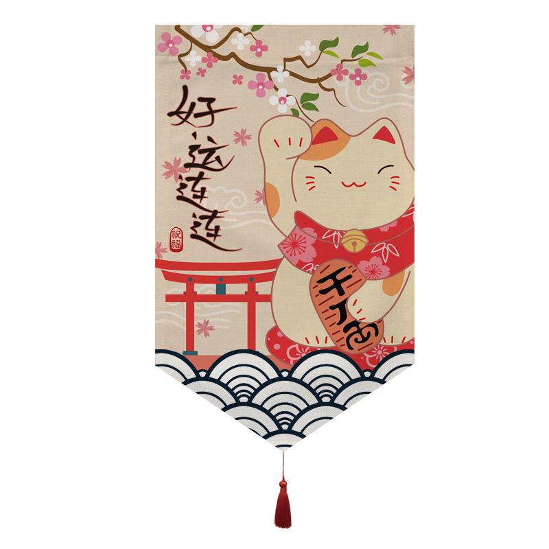 Japanese Short Curtain Doorway Noren Sushi Shop Triangle Flag Kitchen Home Decor Drapes Ramen Restaurant Hanging Half-Curtain