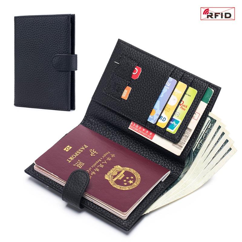 Neue Leder RFID Ultradünne Reisepass Tasche Multifunktionale Geldbörse Ticket Clip Reisepass Dokumenten Tasche Aufbewahrungstasche Damen