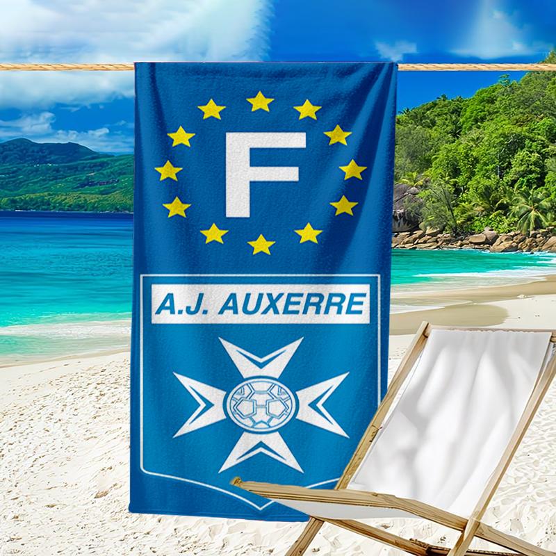 Auxerre Crest Design Beach Towel - Soft, Absorbent Microfiber, Lightweight, Ideal for The Beach, Parties, Travel, Camping Fan Gifts