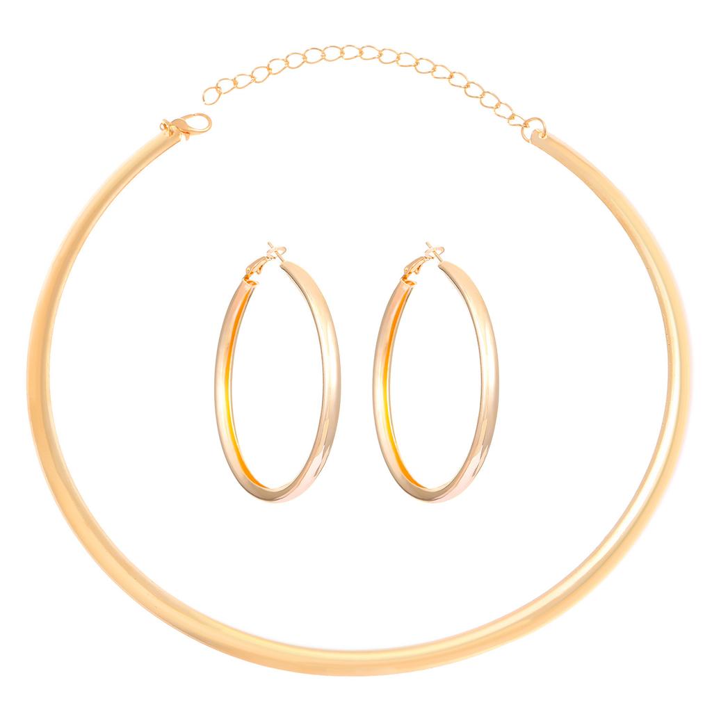 European and American Simple and Fashionable Personality Niche High Sense Cold Wind Collar Earrings Versatile Two-piece Suit Accessories Women