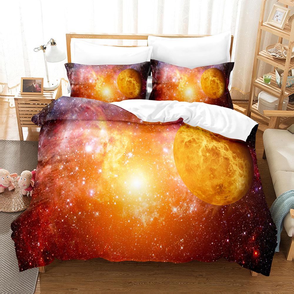 Galaxy Nebula 3D Bedding Set Starry Sky Duvet Cover Set King Queen Twin Double Comforter Cover Set For Home and Decoration