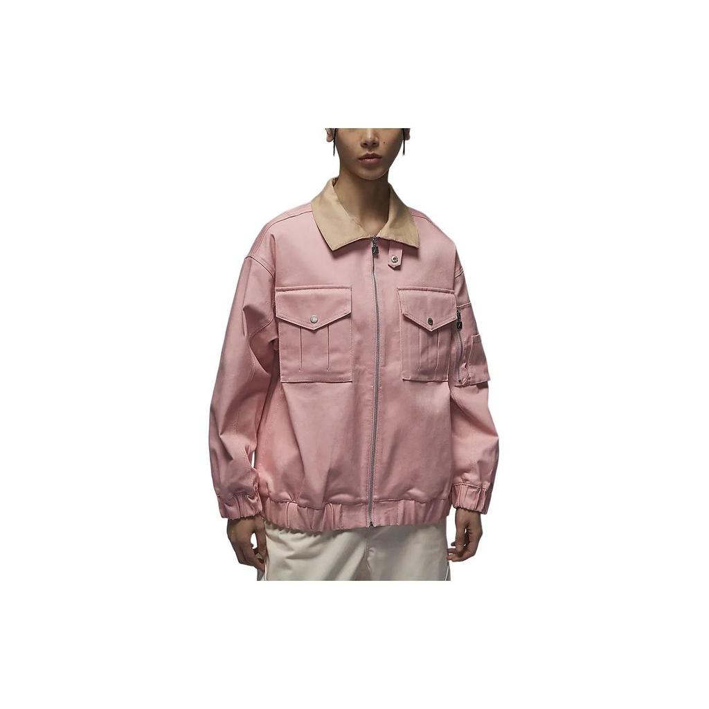 Jordan Renegade Solid Color Polo Collar Casual Zip Long Sleeve Jacket Women jackets Ceramic-Pink FN5675-607