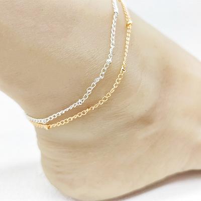 Hot Sale, Women's Fashion Simple Tiny Copper Bead Chain Anklet, Summer Bead Anklet