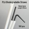 ShuangTong Biodegradable Black PLA Straws, Individually Wrapped for Beverages, Juice, Milk, and Tea, 100-Pack