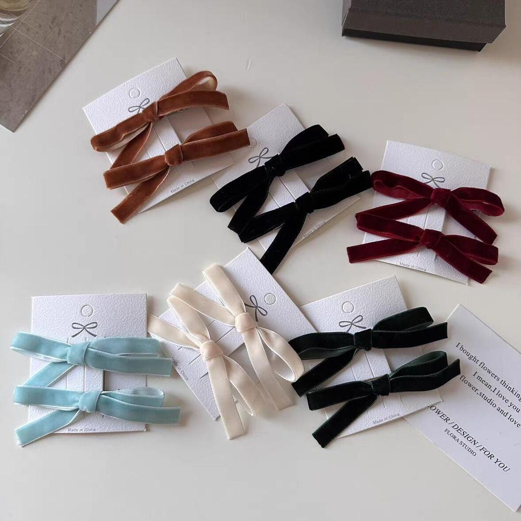 Βελούδινη Φιόγκος με Κόμπο Τσιμπιδάκι Μαλλιών: Γλυκό Κορεάτικου Στυλ Μονόχρωμο Φλοκωτό Κλιπ Πλατυποδιού για Παιδιά - Ιδανικό για Φθινόπωρο και Χειμώνα