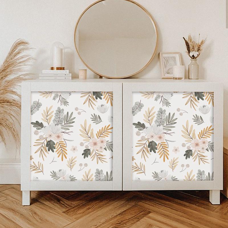 Creative Design Autum Leaf Cabinet Wall Sticker Bedroom Living Room Wall Decor Paper Cupboard Furniture Wallpaper Home Decor