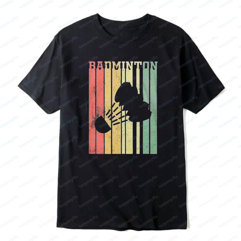 Badminton Sport Graphic Tee Vintage Style TShirt for Unisex Shuttlecock Fashion Streetwear Shortsleev Trendy Tops Athletic Wear