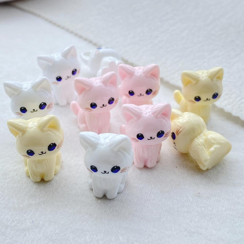 10Pcs Resin Cartoon 3D Cute Cat Series Flat Back Scrapbooking DIY Jewelry Craft Decoration Accessories