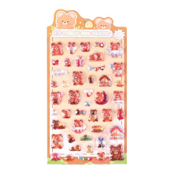 3D Panda Bunny Puffy Stickers Faux Crystal Gem Relief Stickers for Phone Decoration Cute Cartoon Stickers for Kids DIY Crafts