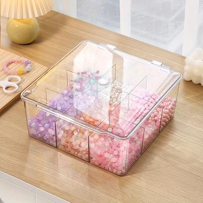 Acrylic Bead Organizer with Lid - Transparent Storage Box for Jewelry, DIY Crafts & Small Items