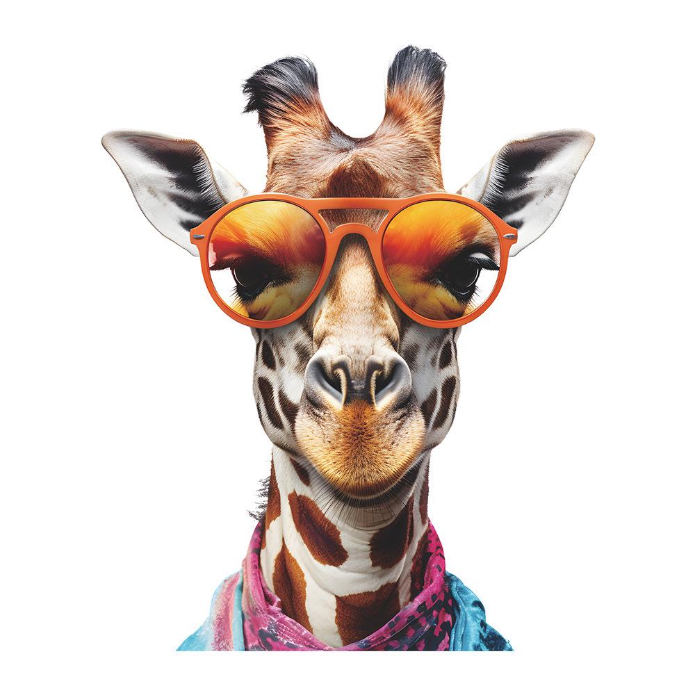 Cartoon Animal Personality Giraffe Head Glass Window Home Beautification Decorative Wall Stickers