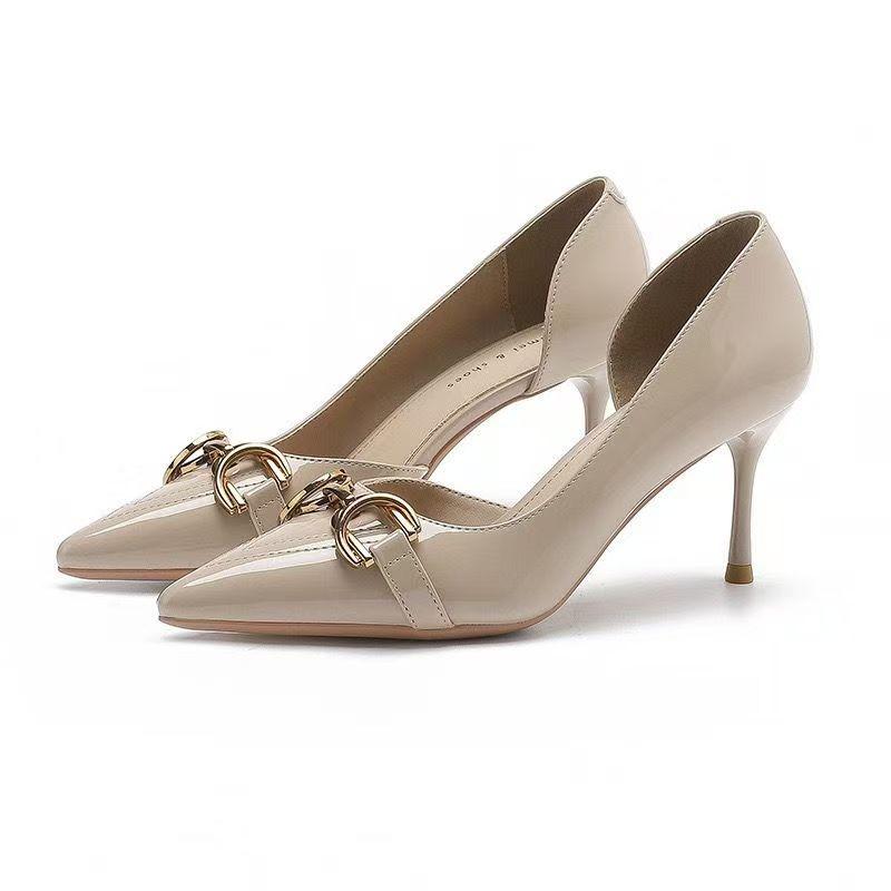 

Fashion Pure Colour Simple Design Classic Women s New Popular Single Shoes Retro Fashion Comfortable and Versatile Women s Single Shoes 34 бежевый