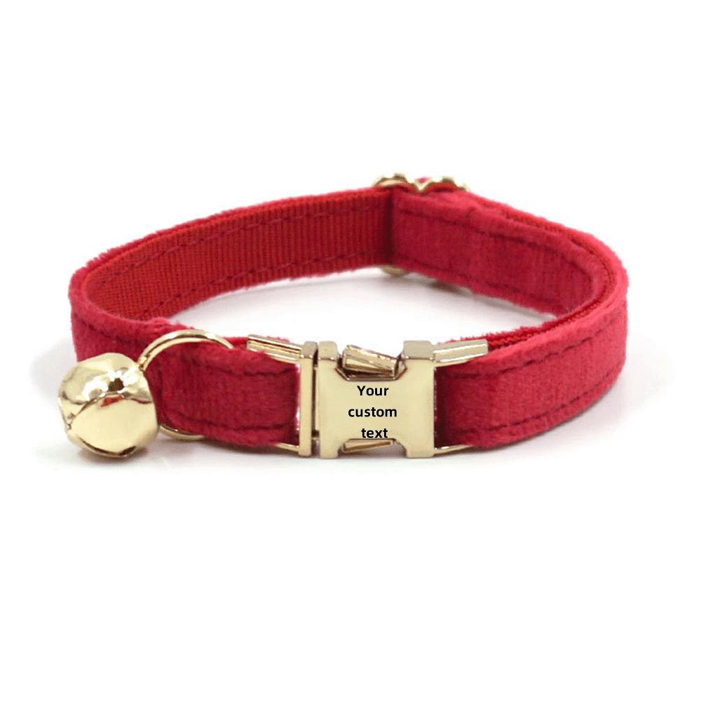 Personalized Soft Pet Choker Custom Name Phone Number Golden Buckles Adjustable Velvet Kitty Neckband Small Dog Identity Jewelry