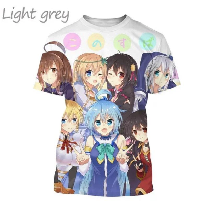 Letní Klasické Anime Pánské Ležérní Tričko Nové KonoSuba 3D Tištěné Osobnostní Street Harajuku Cool Krátký Rukáv Top