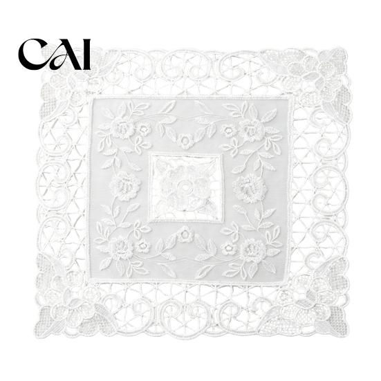 Vintage Floral Lace Placemats Retro Placemat, White Doilies, Embroidered Table Mat, Washable Pads for Small Tables Sheer Mesh Doily Tea Cup,