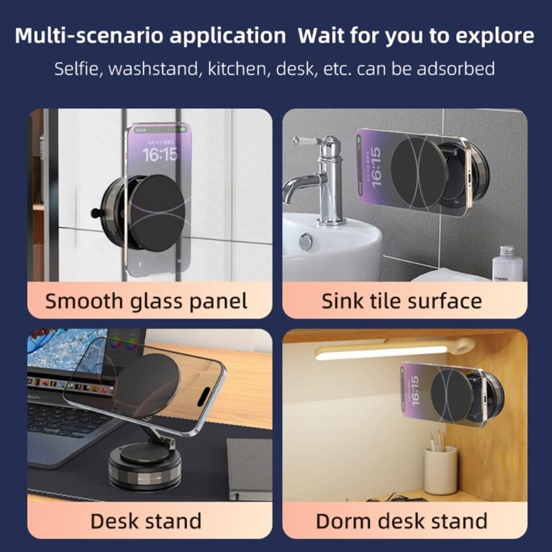 Folding Mount Holder for Dashboard Magnetic 360 Degree Rotating Suction Cup Phone Stand Car Phone Stand Holder