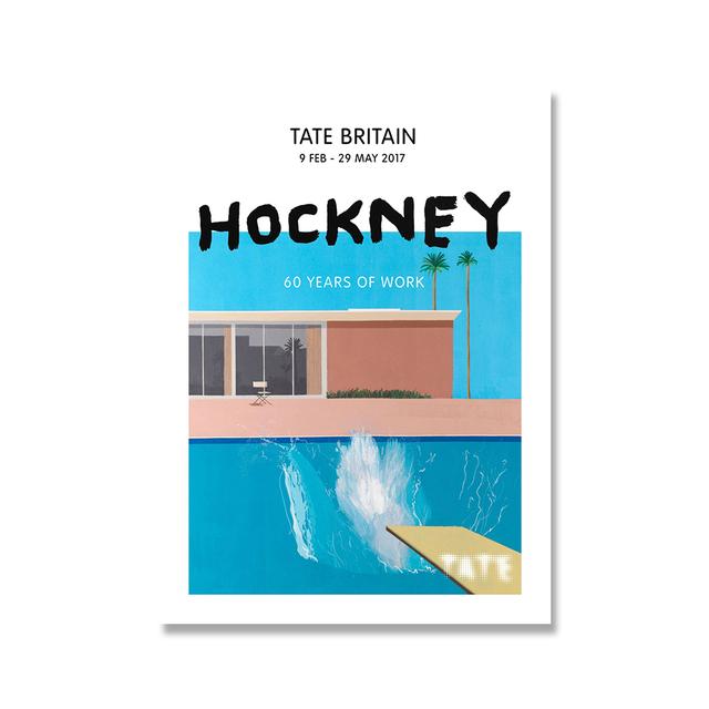 David Hockney Výstava olejomaleb Plakát bazén se dvěma postavami tištěné abstraktní krajina stěna