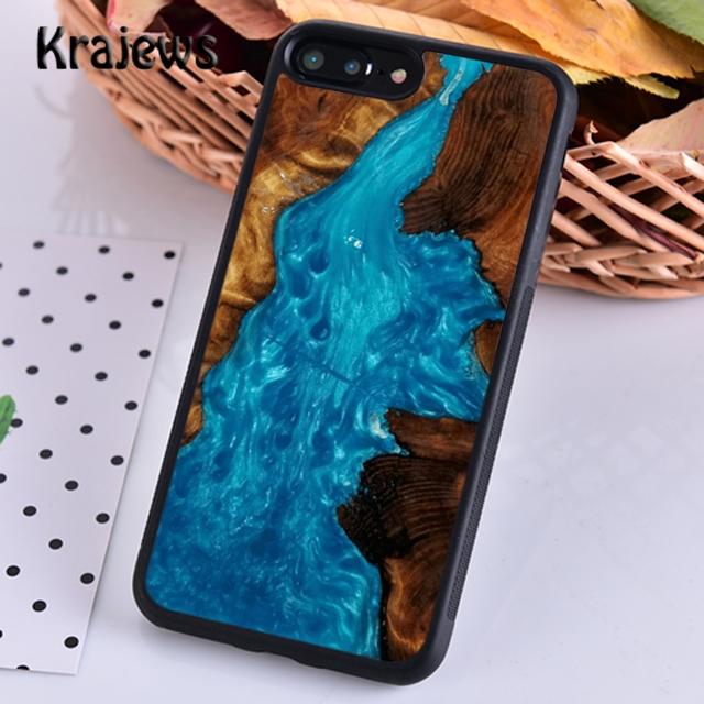Krajews Wood Resin Marble Soft Phone Case Cover For iPhone 14 5 6s 7 8 Plus X XR XS 11 12 13 Pro Max Samsung Galaxy S21 S22ultra
