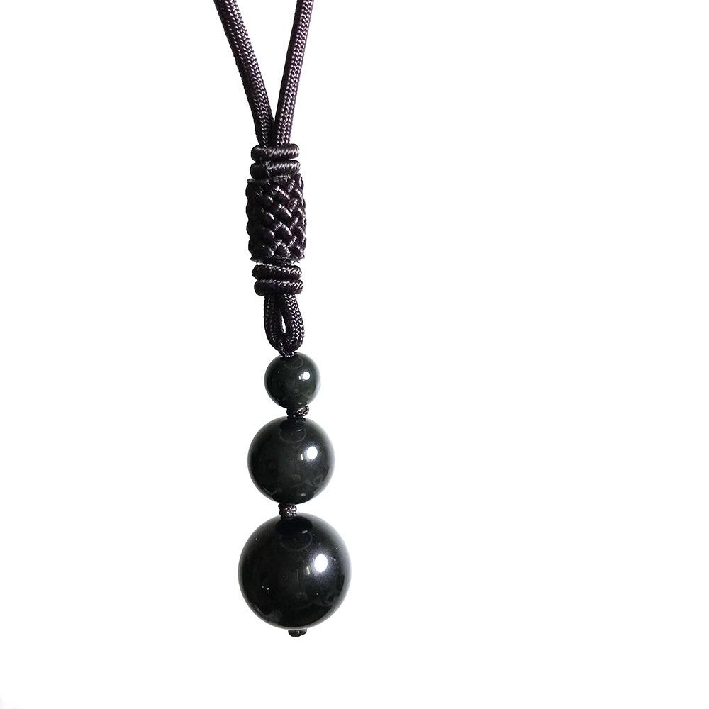 Unisex Agate & Obsidian Necklace: Red Tiger Eye & Silver Pendant, 16MM Stones