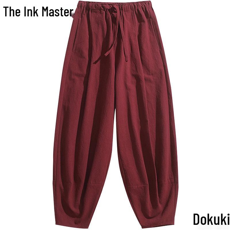 Men's Tai Chi Martial Arts Loose Fit Pants - Chinese Style, Cotton-Linen, Wide Leg, for Spring and Autumn