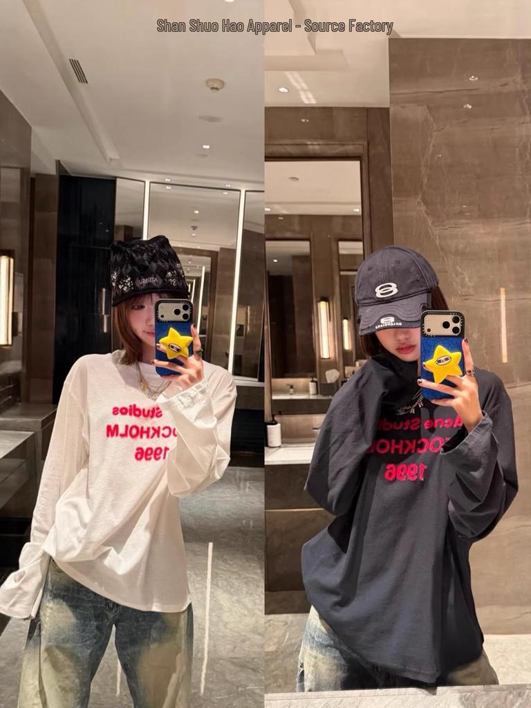 1996 Rose Red Unisex Cotton Linen Flock Long Sleeve T-Shirt - New Year Limited Edition