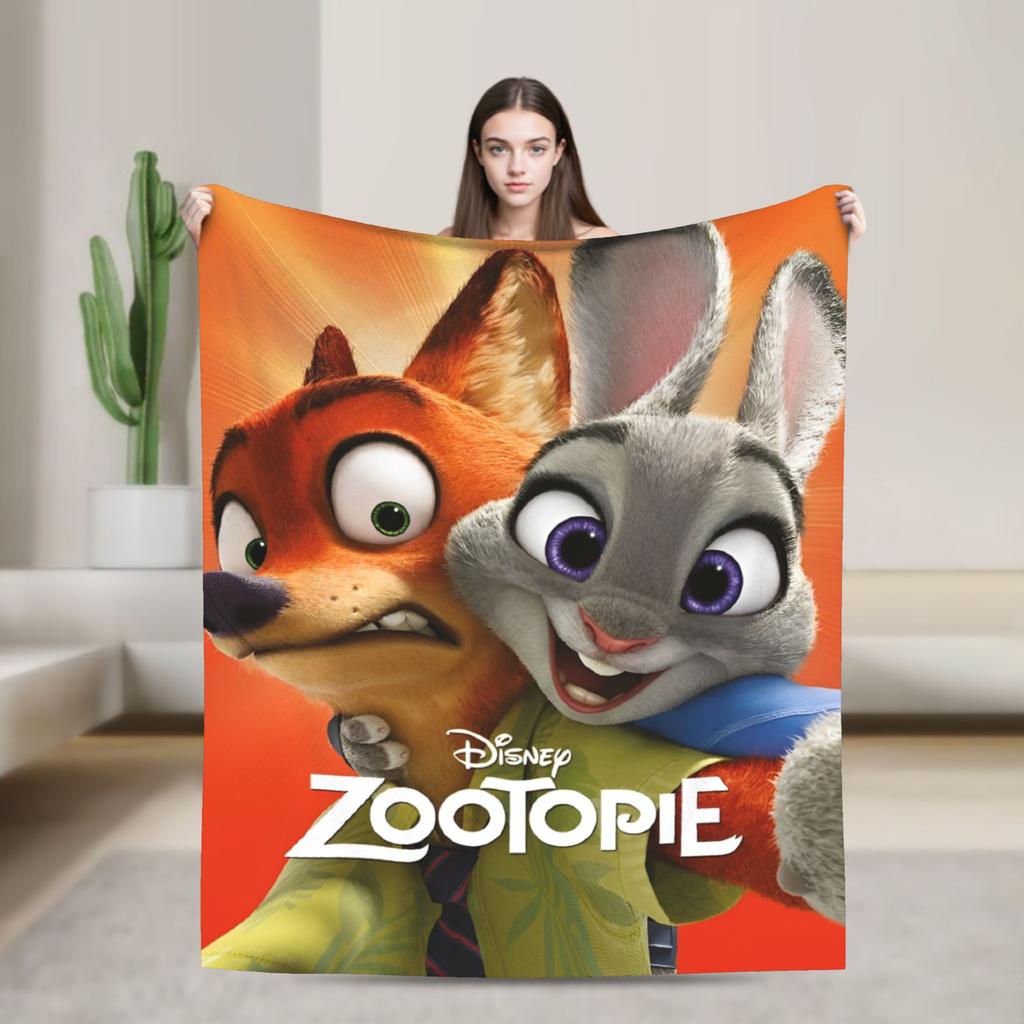 Anime Zootopia Cartoon Blanket  Soft Warm Comfortable Plush Throw Blanket For Home Decor Travel Flannel Bedspread Bed Cover