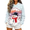 Felpa con cappuccio da donna casual a maniche lunghe con stampa natalizia