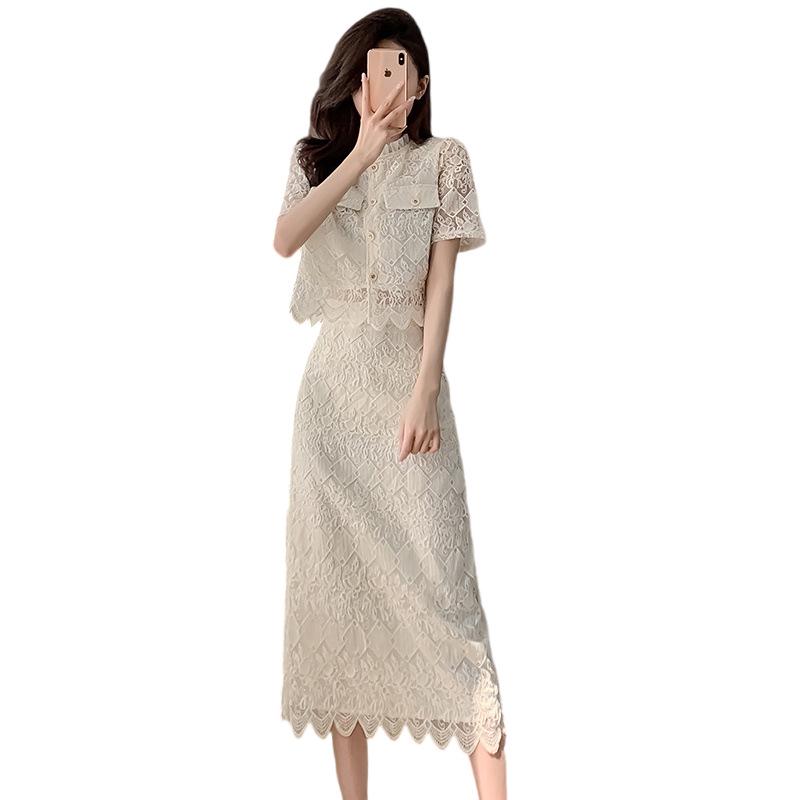 2026 Women's Summer Lace Top & Half Skirt Two-Piece Set - French Fashion Style