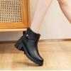 Fashion Round Toe Booties Black Large Size Warm Ankle Boots for Women Comfortable and Elegant Chic Designer Luxury Pu Woman Short Shoes